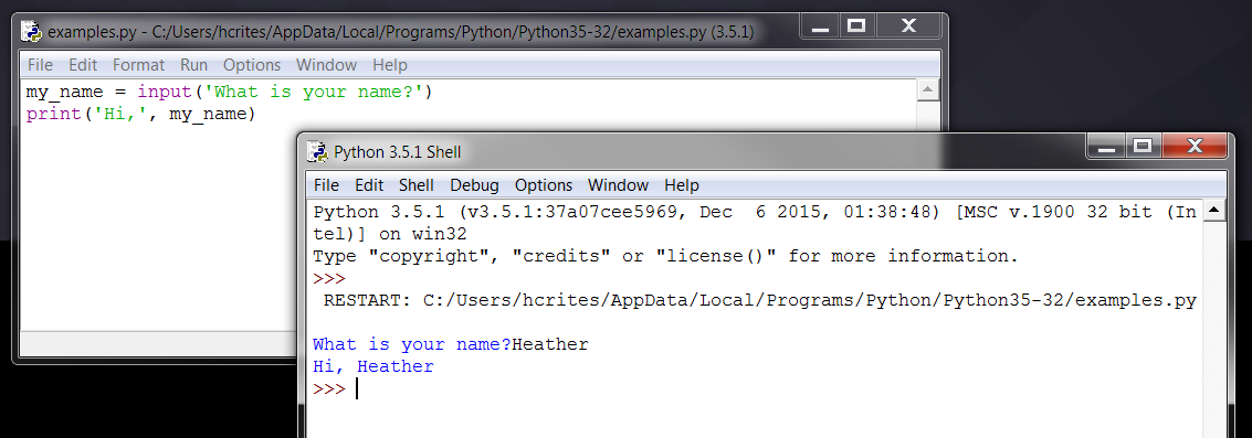 code example