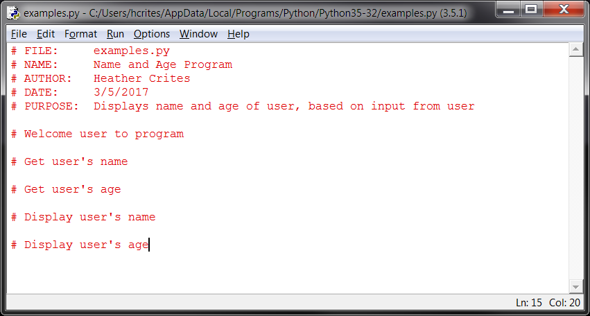 coding example