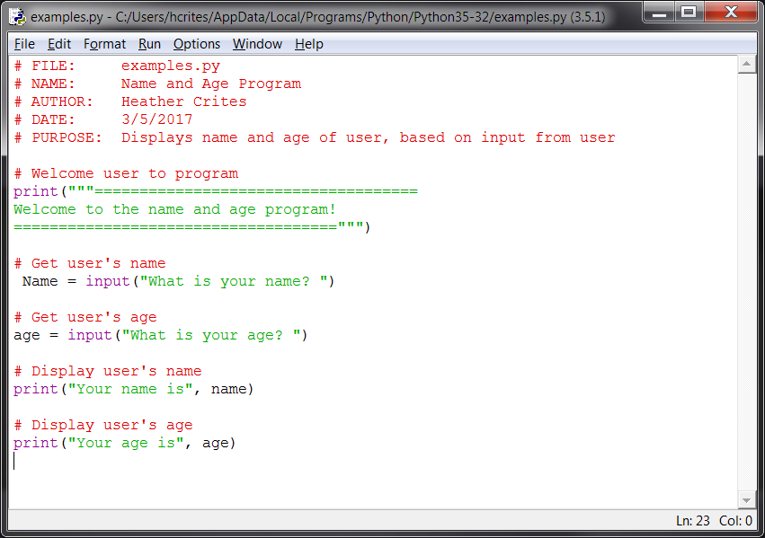coding example