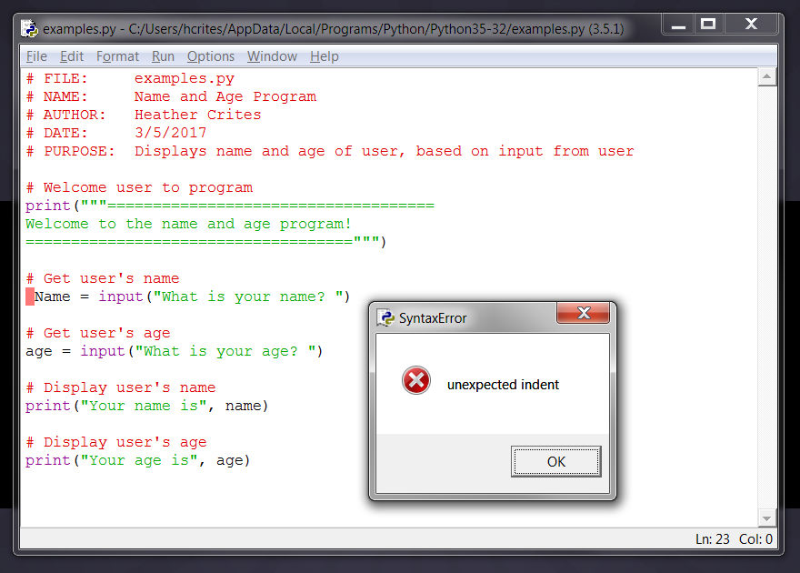coding example